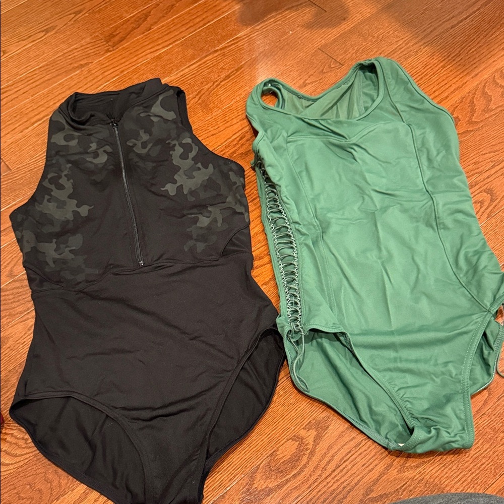 2 Leotards- Black and Green